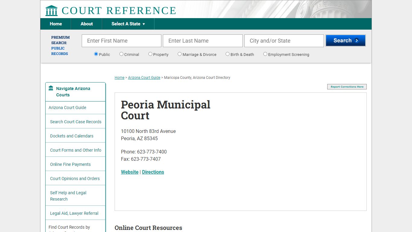 Peoria Municipal Court - Courtreference.com